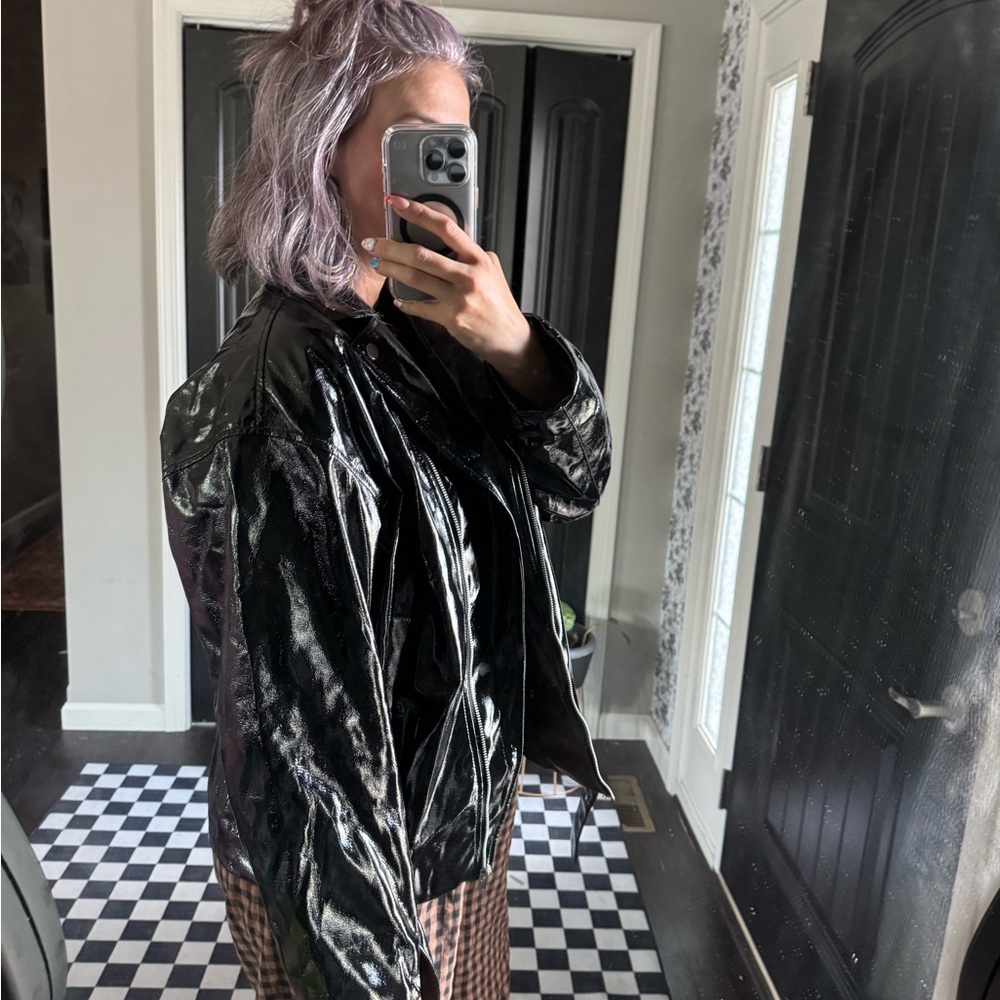Divided Black Bomber Jacket with Glossy Finish